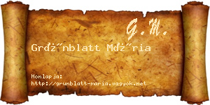Grünblatt Mária névjegykártya